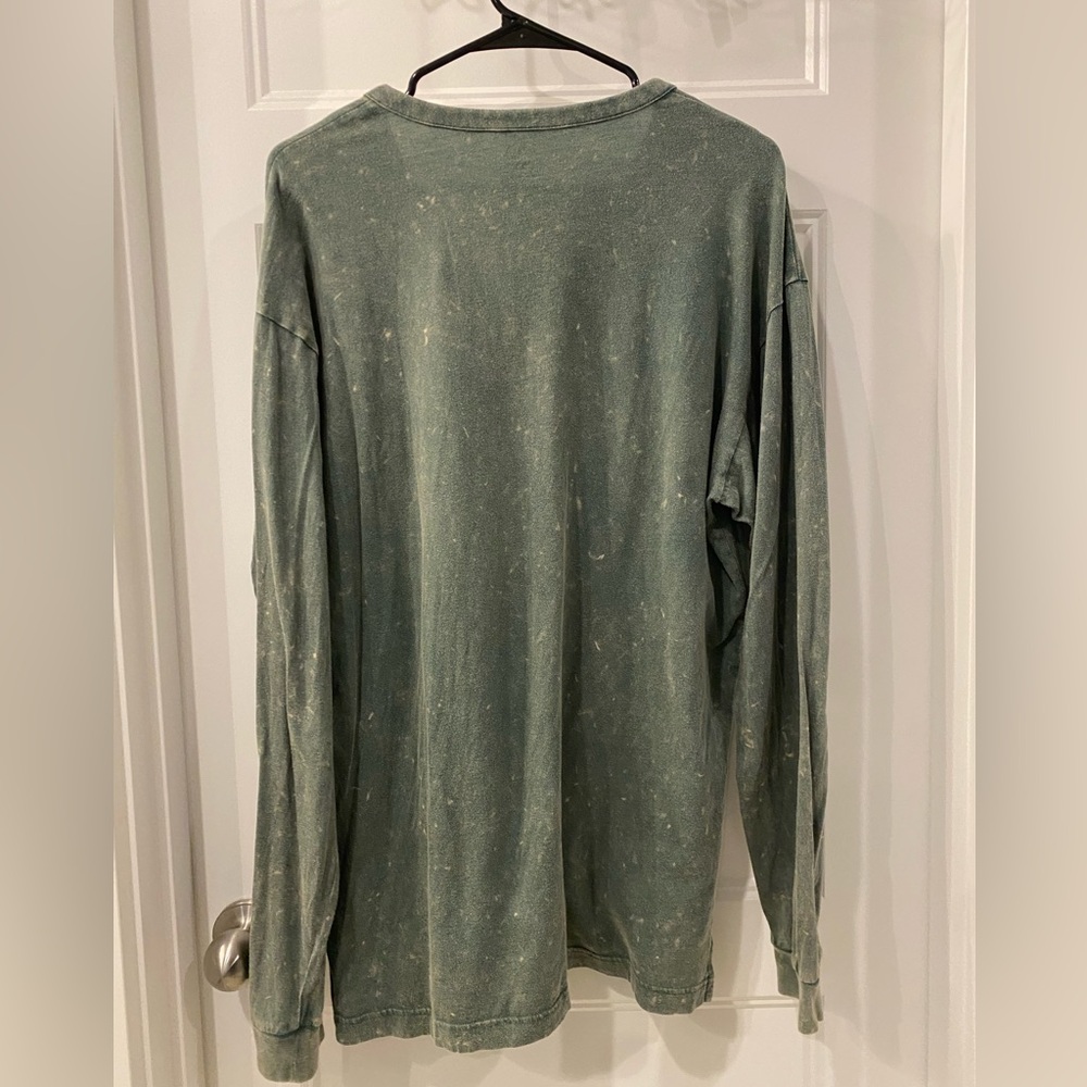 PINK Victoria's Secret Green Acid Wash Long Sleeve Henley Shirt - Picture 5 of 6
